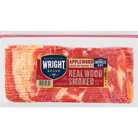 Wright Brand Applewood Smoked Thick Cut Bacon 4 Lbs Sams Club