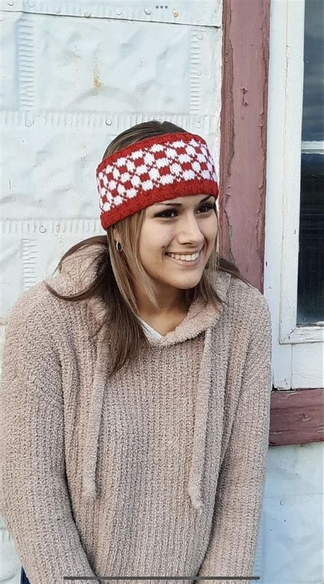 Red And White Checkerboard Headband Knitting Pattern By Sandy Mills