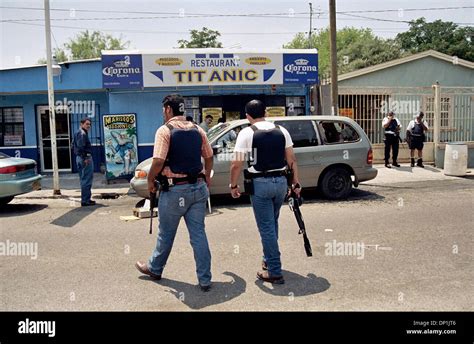 May 03 2006 Nuevo Laredo Mexico Heavily Armed Officers Secure The