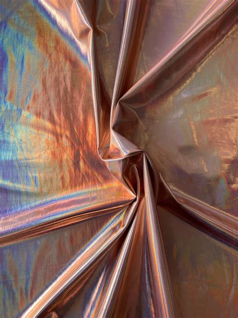 4 Way Stretch Solid Holographic Spandex Fabric Rose Gold Etsy