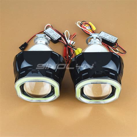 Upgrade 2 5 COB LED Angel Eyes Halo DRL HID Projector Lens Headlight