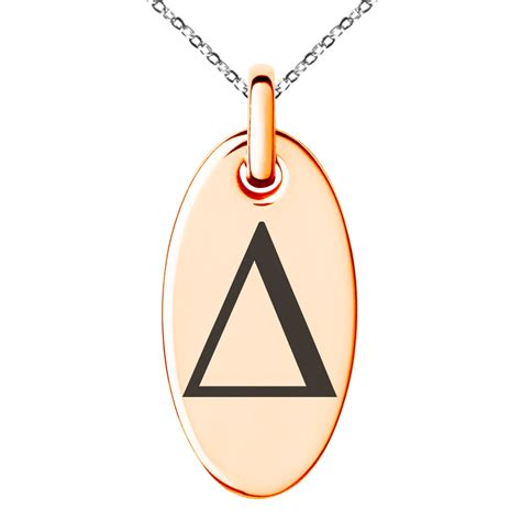 Stainless Steel Delta Mathematical Engraved Small Oval Charm Pendant