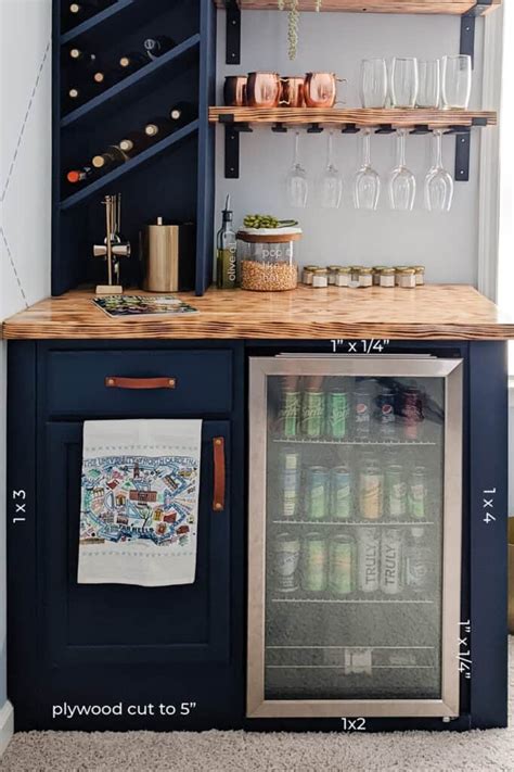 Diy Built In Bar With Mini Fridge Pine And Poplar