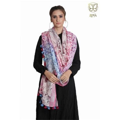 Indian Digital Print Packet Tile Printed Linen Dupatta At Best Price In