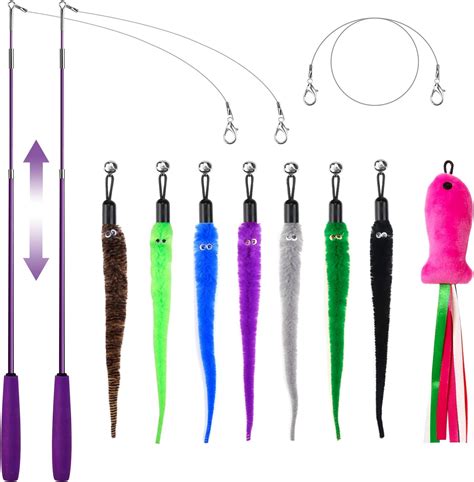 Amazon Pet Fit For Life 4 Piece Dual Rod Feather Teaser And