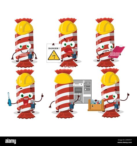 Professional Lineman Red Long Candy Package Cartoon Character With