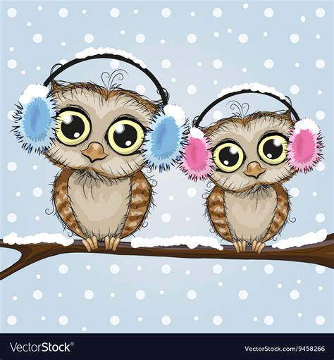 Two cute owls Royalty Free Vector Image - VectorStock