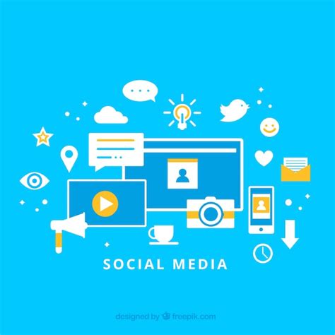 Free Vector Flat Social Media Background With Computer