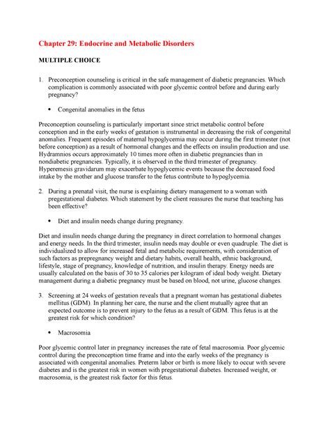 Chapter 29 Endocrine And Metabolic Which Complication Is Commonly