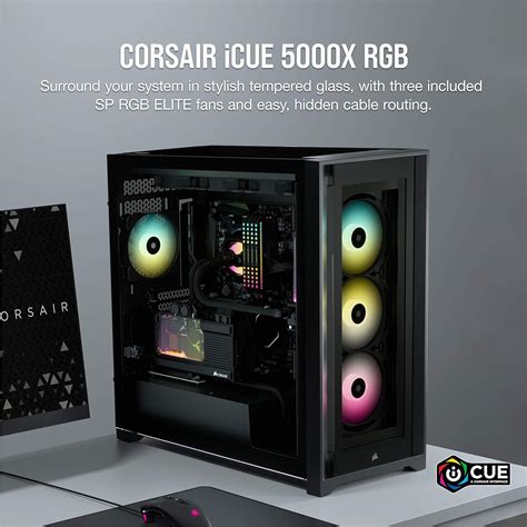 CORSAIR ICUE 5000X RGB TEMPERED GLASS BLACK Case