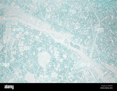 simplified map of the city of paris aerial view. 3d rendering Stock ...