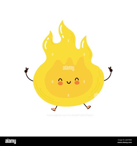 Cute Funny Flame Character Vector Hand Drawn Cartoon Kawaii Character