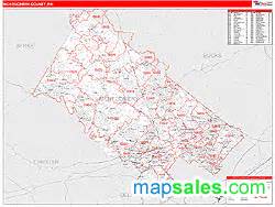 Montgomery County, PA Zip Code Wall Map Red Line - MarketMAPS