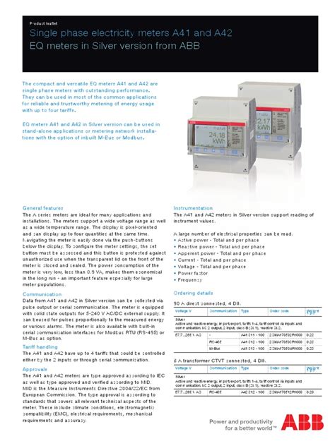 Eq Meters In Silver Version From Abb Single Phase Electricity Meters