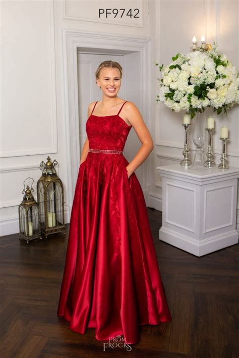 PF9742 Burgundy Prom Evening Dress Dot S Frocks