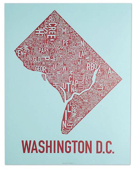 Washington Dc Neighborhood Map Poster Or Print Washington Dc Etsy