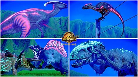 All Bioluminescent Dinosaurs Lux Skins 🦖 Jurassic World Evolution 2 Animations Jwe Youtube