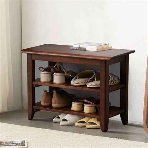 Tier Wooden Shoes Bench Storage Cabinet Rack Changing Stool Shoes