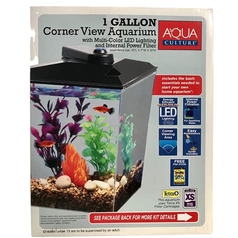 Aqua Culture 1 Gallon Aquarium Kit With Led Lighting Power Filter And 5 Volt Adapter Atelier