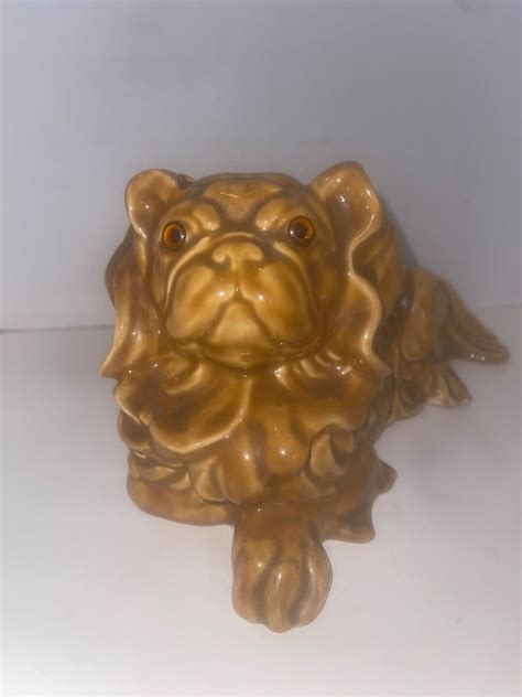 Vintage Ceramic Pekingese Dog Figurine Pottery 12 Large Kay Finch Style