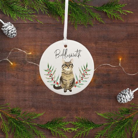 Tabby Cat Ornament Personalized Cat Christmas Ornament Tabby