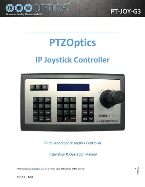 PDF IP Joystick Controller Example 192 168 100 1 Press The