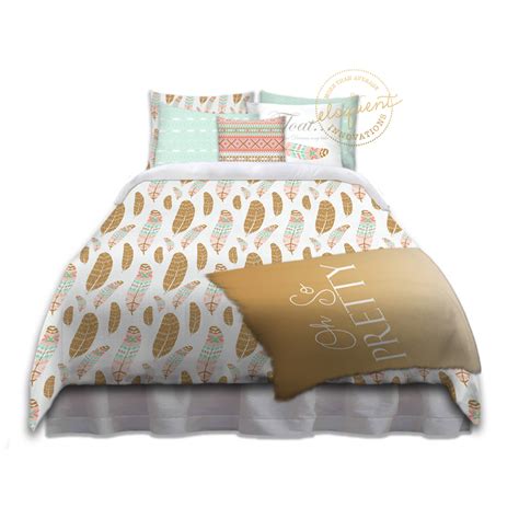 Girls College Dorm Bedding-Feather Print-College Bedding-Oh So Pretty ...