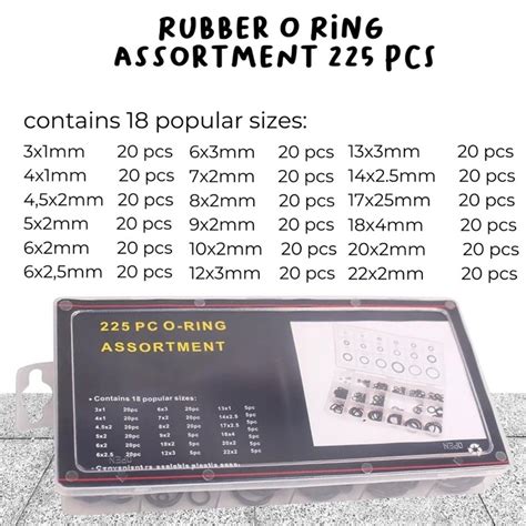 Jual 1 Box Isi 225 PCS Karet Rubber O Ring Seal Tightening Oring Seal