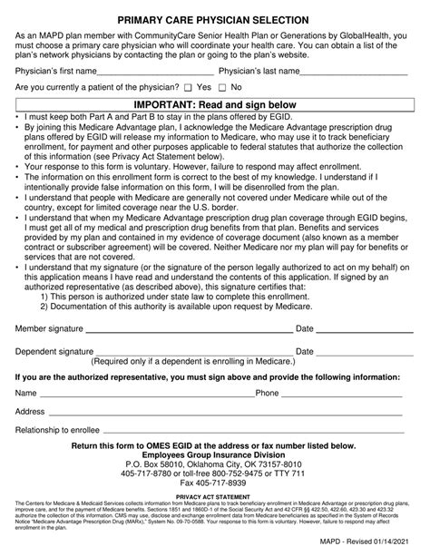 Oklahoma Application For Medicare Advantage Prescription Drug Mapd Plan Fill Out Sign