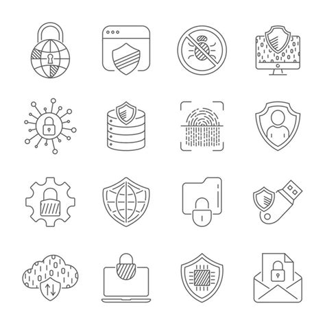 Cyber Security Internet Protection And Data Privacy Vector Icons Set Included The Icons As