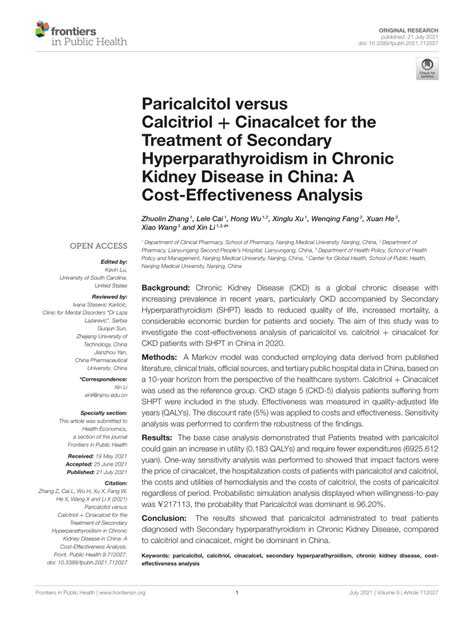 PDF Paricalcitol Versus Calcitriol Cinacalcet For The Treatment Of