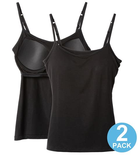 Qric 2 Pack Women Padded Built In Shelf Bra Camisole Summer Tank Top