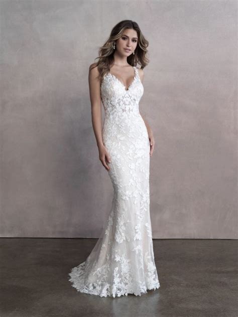 Sleeveless V Neckline Lace Sheath Wedding Dress Kleinfeld Bridal