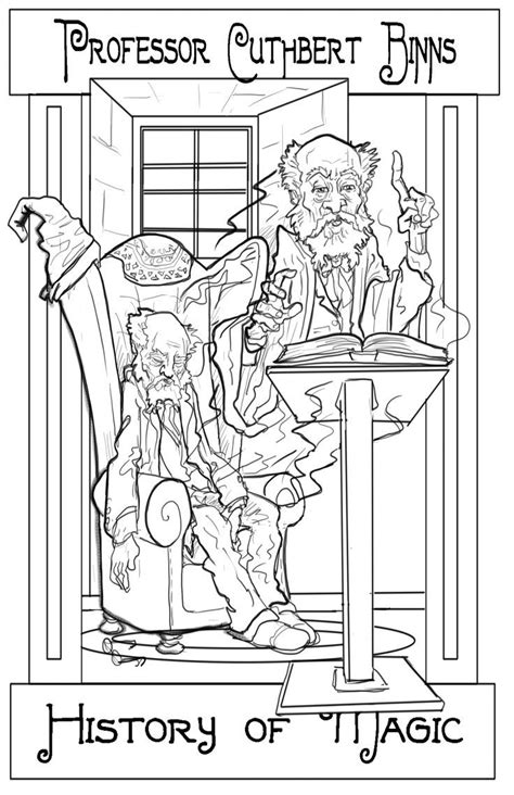 Professor Cuthbert Binns By Kurt Kress Harry Potter Coloring Pages