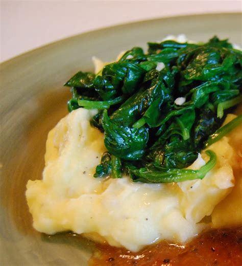 Sauteed Garlic Spinach On Mashed Potatoes Life Tastes Good