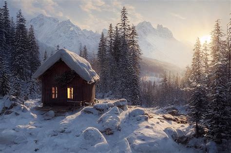 Premium Photo Beautiful Winter Landscape In Oil Painting Style