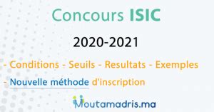 Inscription Concours ISIC 2020 2021 Rabat Moutamadris