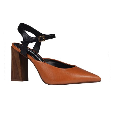 Slingback Couro Whisky Salto Alto V Loucos Santos Loja Virtual