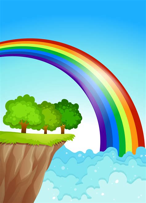 Rainbow Sky Background Cartoon