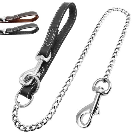 Leather Dog Chain Leash Medium Dogs Lead Leashes Durable Bulldog Pet ...