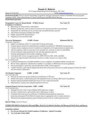 Zonnie S Resume PDF