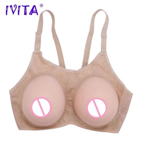 1400g Pair D Cup Silicone Breast Forms With Bra Transvestism Silica Gel Bust Form Fake Breast