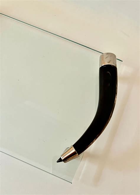 Rectangular Glass Tray with Bone Handles with Silver Plate Fittings and Feet For Sale at 1stDibs