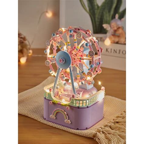 Caixa De M Sica Merry Go Round Ferris Wheel Building Blocks Brinquedos