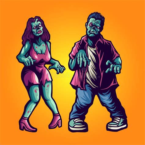 Zombie Couple In Love With Heart In Hand Greeting Card Happy