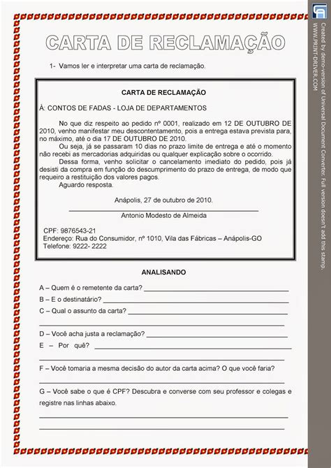 Carta De Reclamação Para Escola BRAINCP