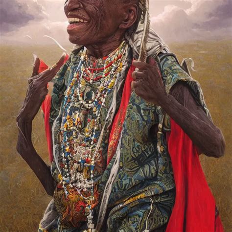 A Painting Of A Wise Elder From Kenya By Kehinde Wiley Stable