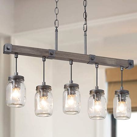 Wellmet Light Mason Jar Chandelier For Kitchen Island Farmhouse