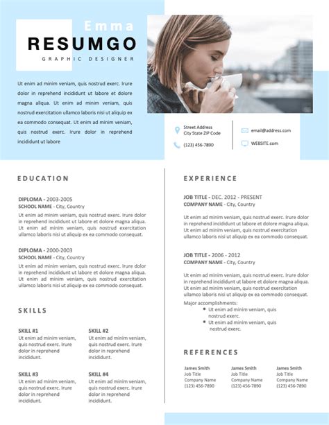 Lake Crystalline Sky Blue Resume Template Resumgo