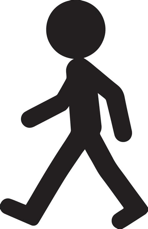 minimal Stick Figure character walking vector silhouette, black color ...